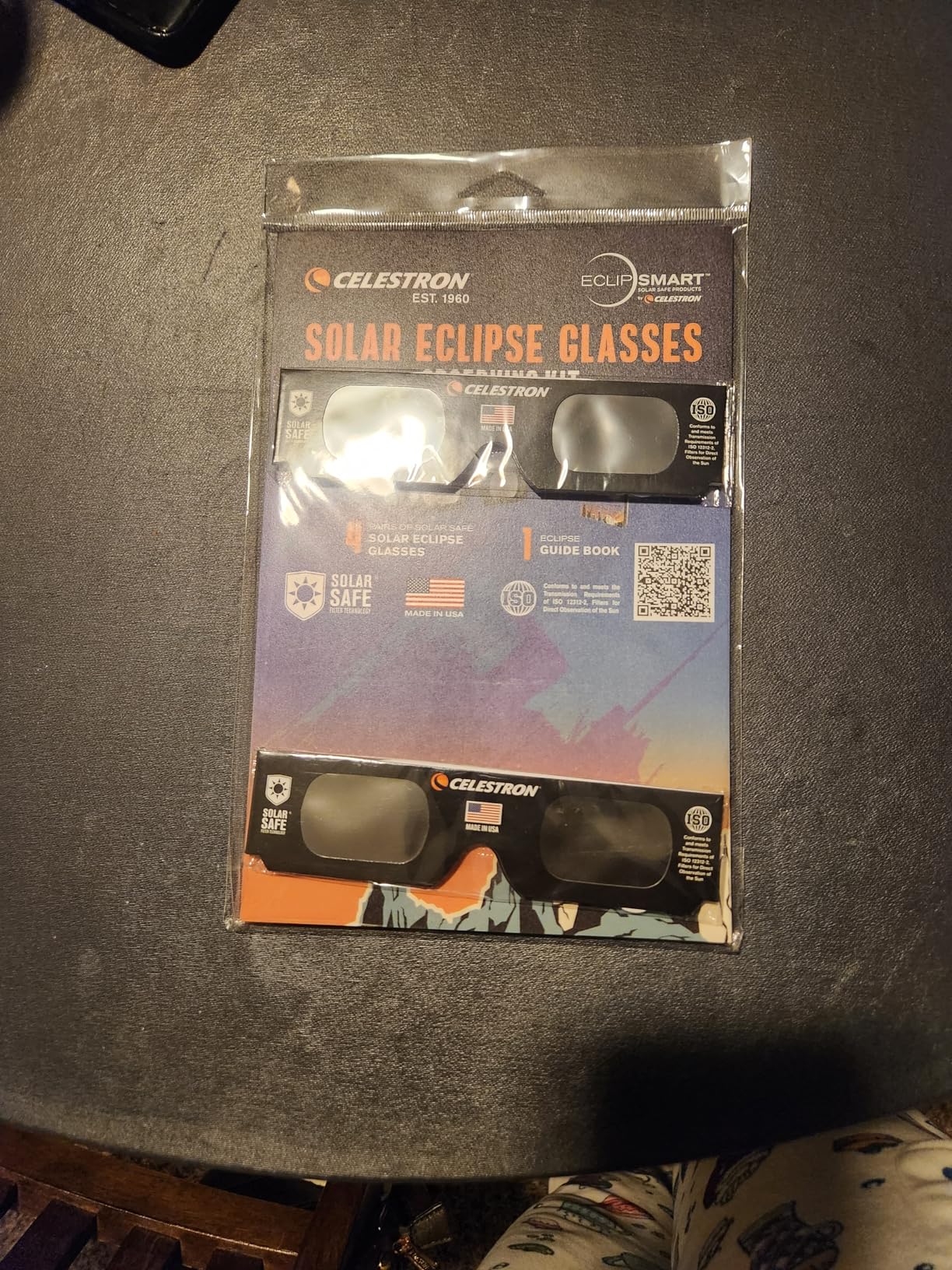 Celestron EclipSmart Solar Shades Observing Kit - Four Eclipse Glasses & Guidebook, ISO 12312-2, Safe Sun Viewing and Sunspots customer photo 1