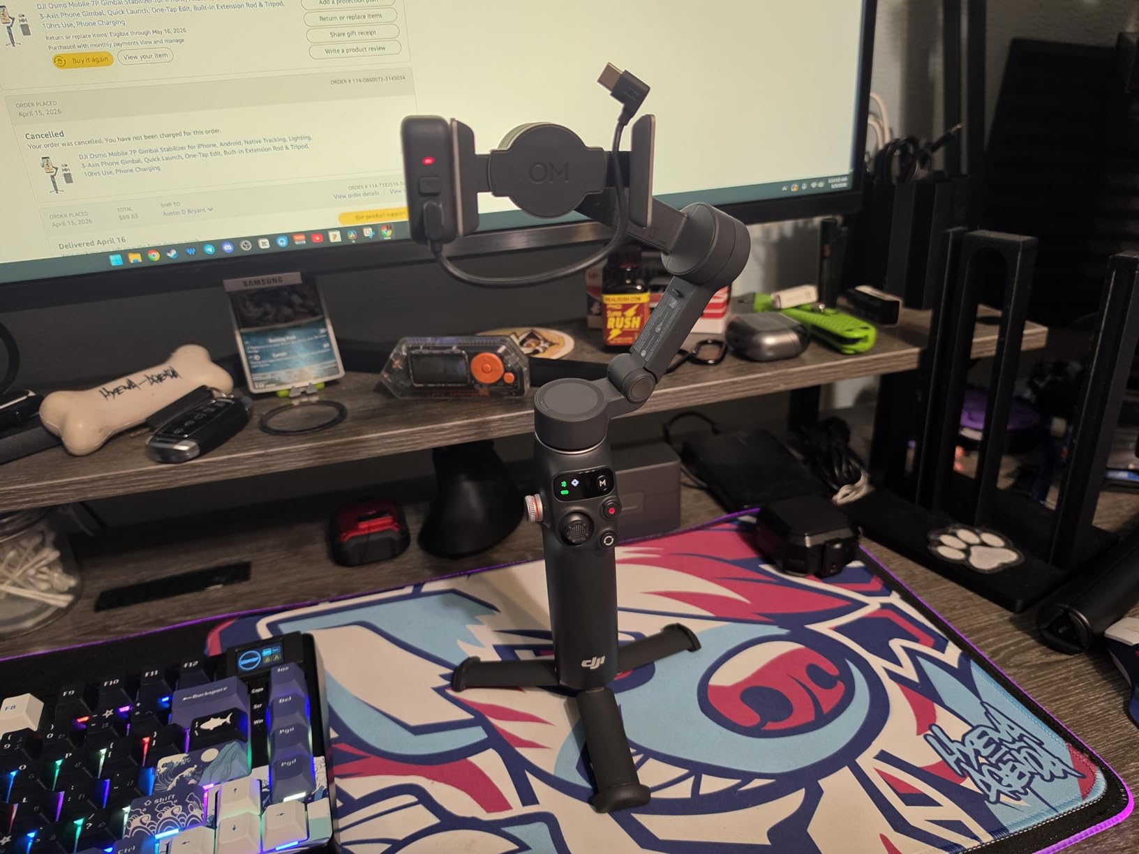 DJI Osmo Mobile 7P Gimbal Stabilizer for iPhone & Android, Native Tracking | Lighting, 3-Axis Phone Gimbal, Quick Launch, One-Tap Edit, Built-in Extension Rod & Tripod, 10hrs Use, Phone Charging customer photo 2