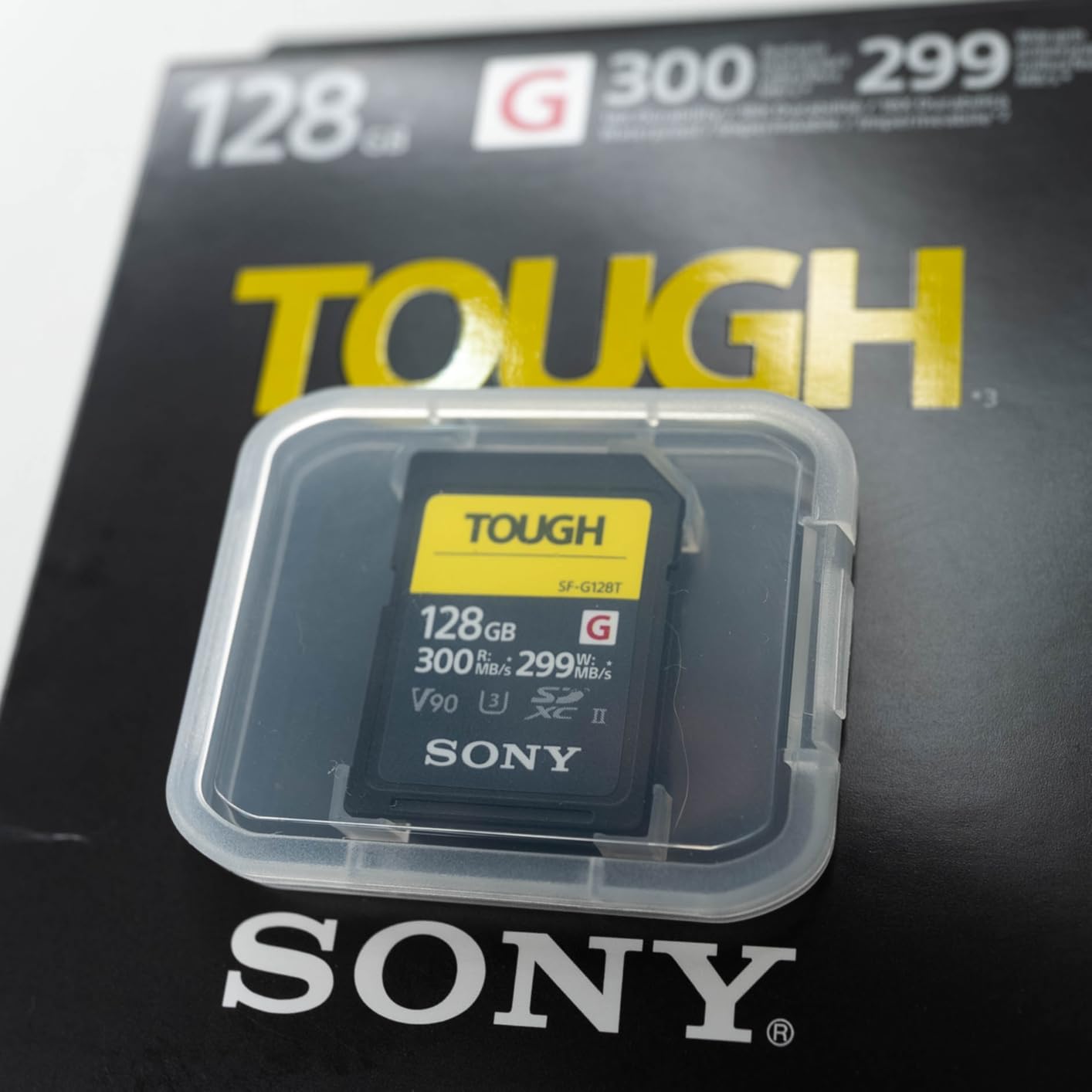 Sony TOUGH-G series SDXC UHS-II Card 128GB, V90, CL10, U3, Max R300MB/S, W299MB/S (SF-G128T/T1) | V90 U3 Class 10, Up to 300MB/s Read, Up to 299MB/s Write, Crush and Shock-Proof customer photo 1