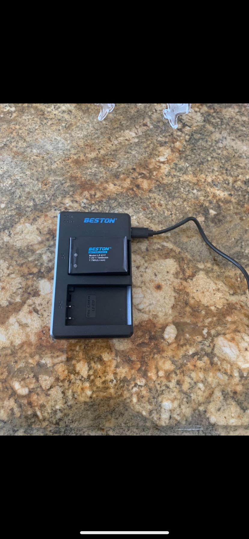 BESTON 2-Pack LP-E17 Battery and Charging Base for Canon EOS R50 R100 RP R10 R8, Rebel T8i, T7i, T6i, T6s, SL2, SL3, Powershot V1, EOS M3, M5, M6 Mark II, 77D, 200D, 750D, 760D, 800D, 8000D Camera customer photo 1