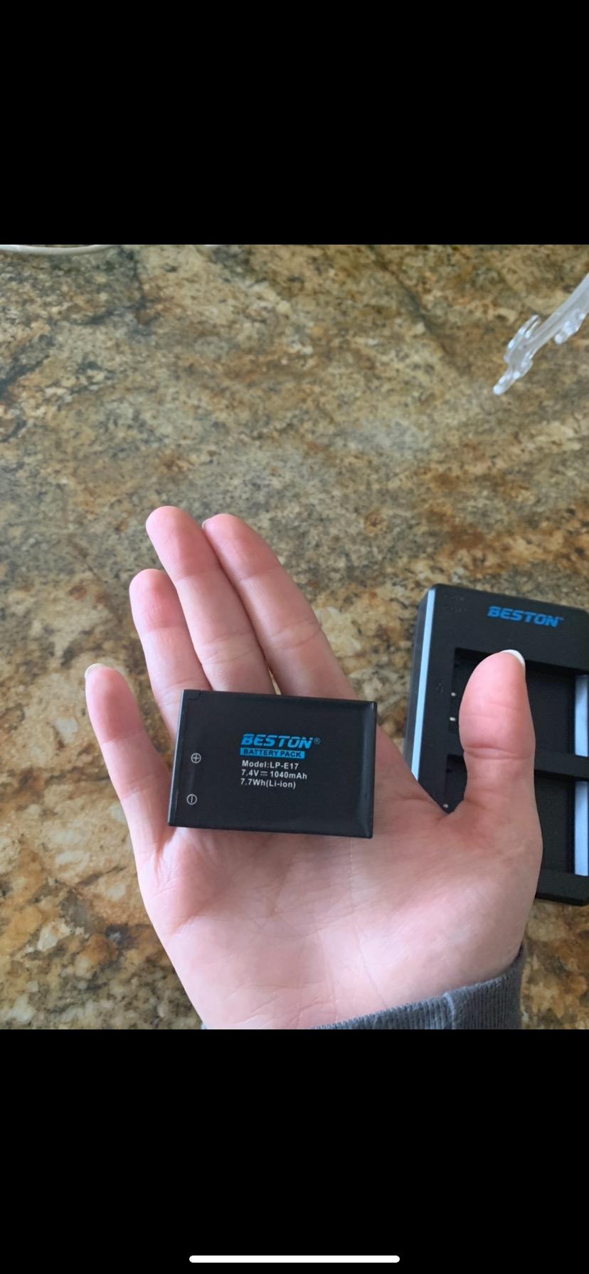 BESTON 2-Pack LP-E17 Battery and Charging Base for Canon EOS R50 R100 RP R10 R8, Rebel T8i, T7i, T6i, T6s, SL2, SL3, Powershot V1, EOS M3, M5, M6 Mark II, 77D, 200D, 750D, 760D, 800D, 8000D Camera customer photo 2
