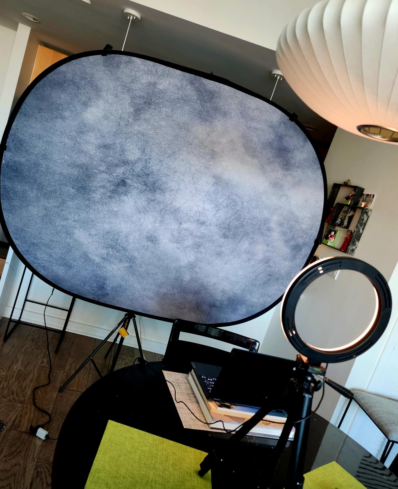 Kate Collapsible Backdrop Pop-up Photo Backdrops Folded Grey Teal for Photography, for Video, for Broadcast, 5x6.5ft customer photo 1