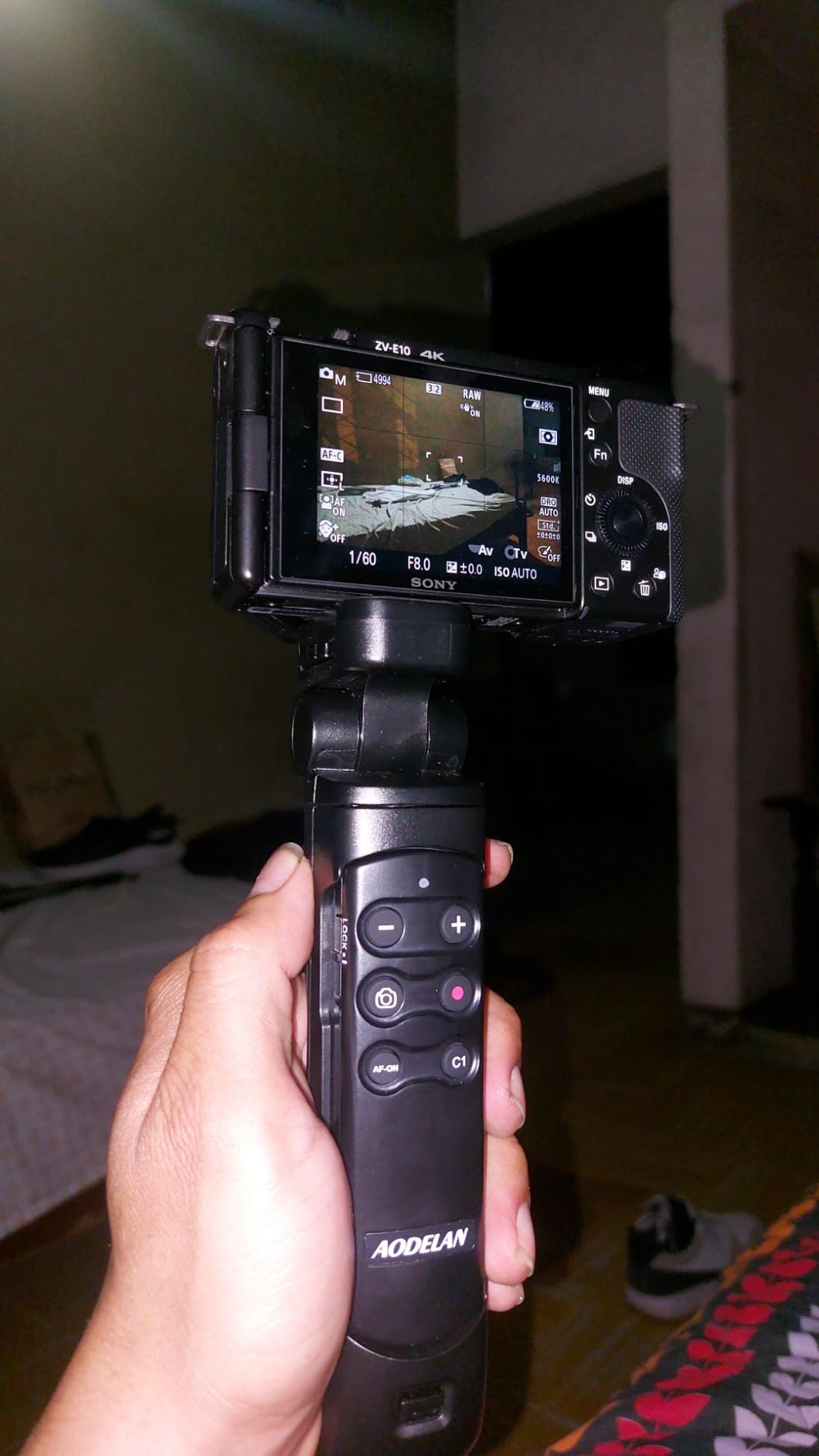 AODELAN Wireless Shooting Grip Tripod with Remote Control for Vlogging, for Sony ZV-E10, ZV-1F, ZV-E10 II, a6100, a6400, a6600, a7 III, a7R III, a7R IV, a9, a9 II, Replace Sony GP-VPT2BT customer photo 2