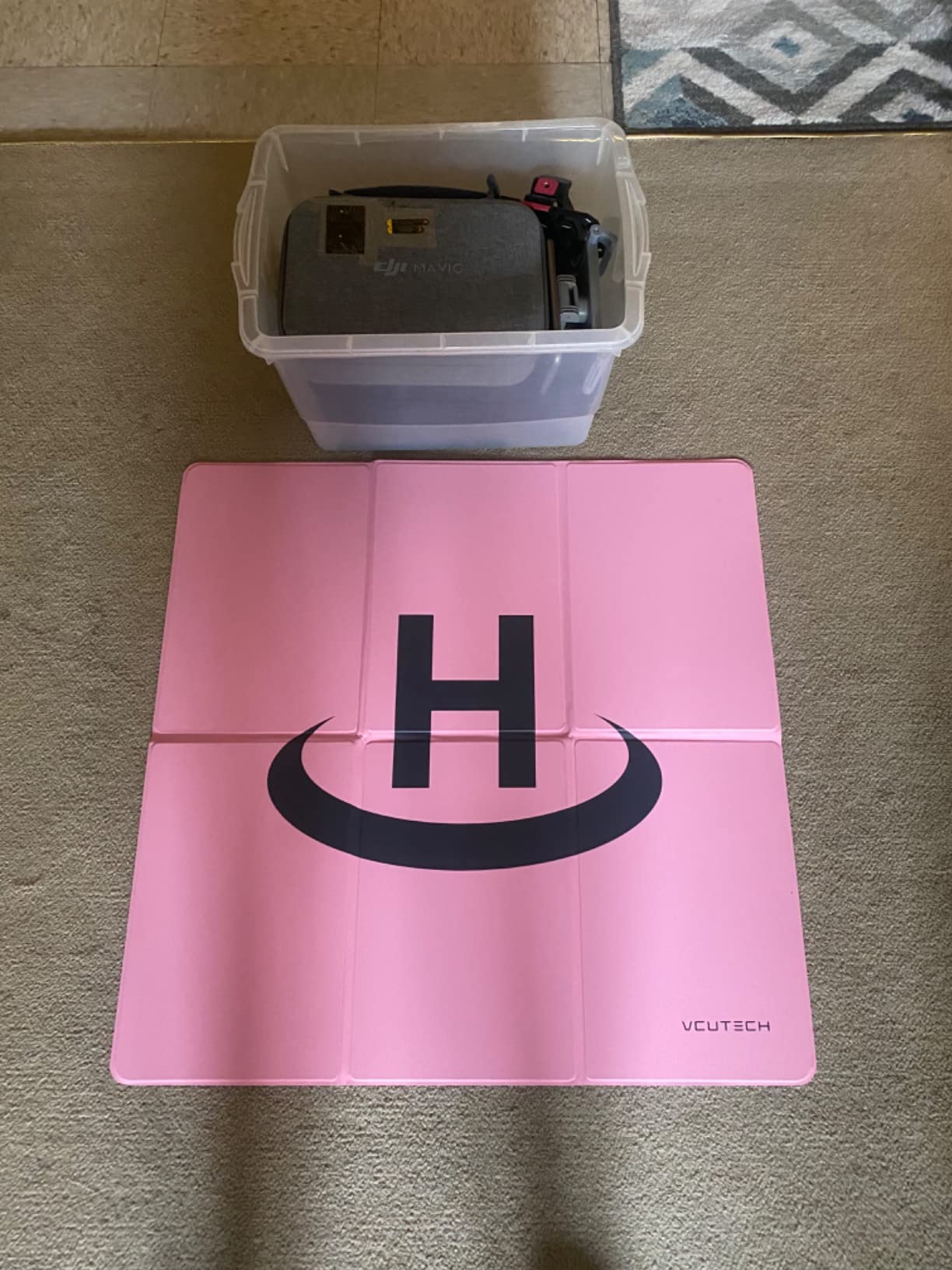 Drone Landing Pad - Weighted 25 inch (65cm) for DJI Mini 3 Pro, Mavic 3, Mavic Air 2/2S, DJI Mini 2, FPV Drone, Avata Fly More Kit Accessories (Pink) customer photo 1