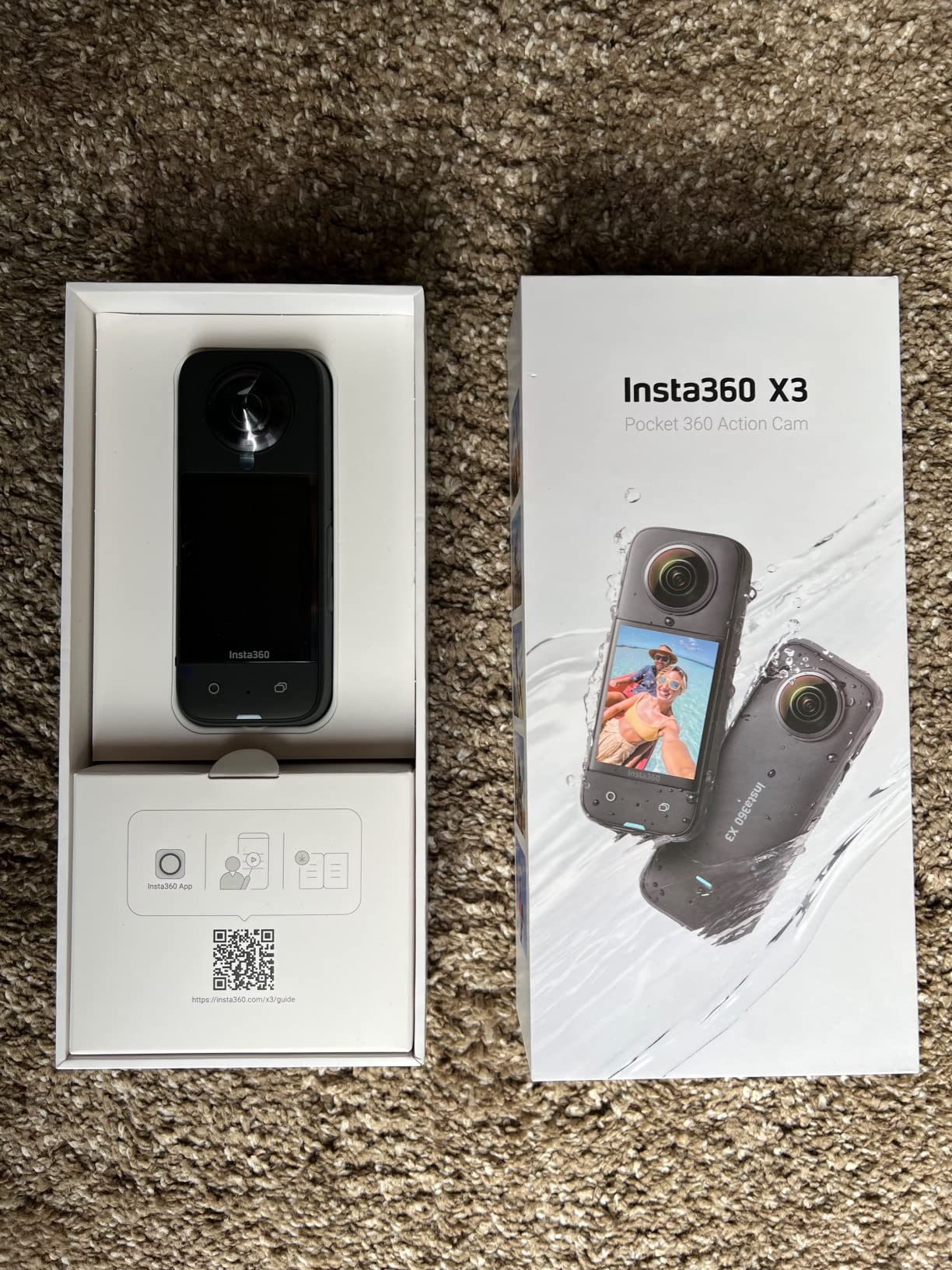 Insta360 X3 360 Action Camera with 5.7K 360 Active HDR Video, 4K Single-Lens Camera, Waterproof, FlowState Stabilization, 2.29