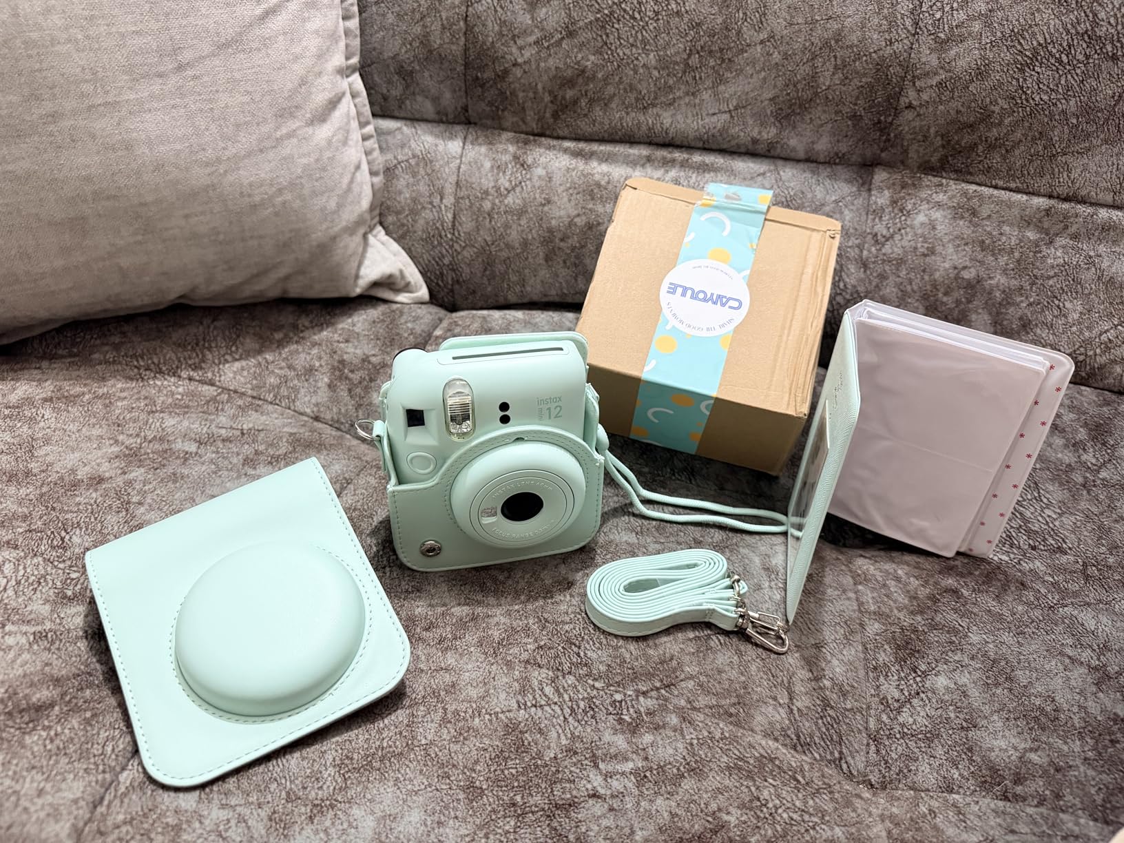 CAIYOULE Camera Case for Fujifilm Instax Mini 12 Instant Film Camera | Protective Camera Case, Camera Crossbody Bag for Fuji Mini 12 with Photo Album, Adjustable Shoulder Strap, Pastel Blue customer photo 1