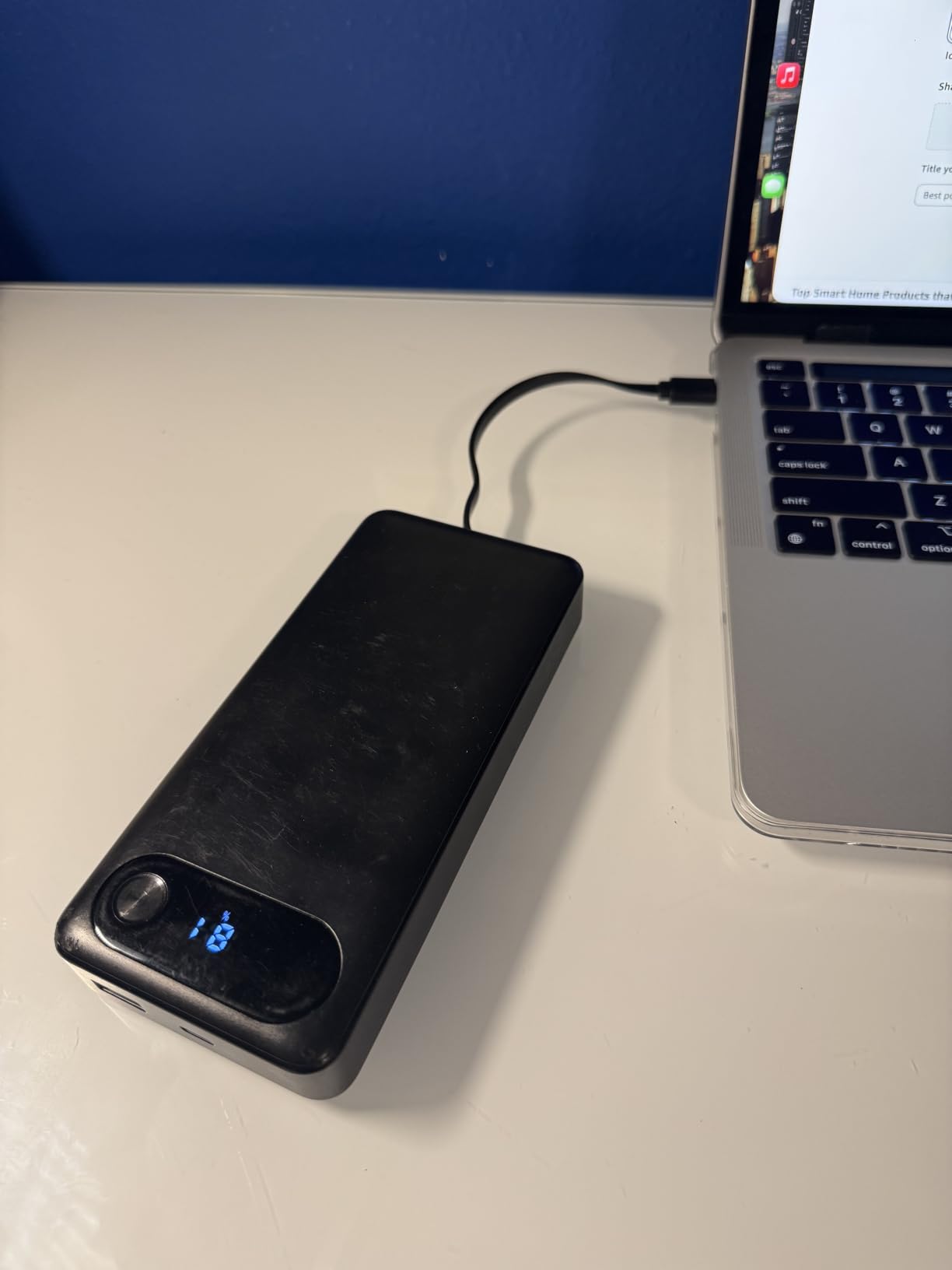 Anker Power Bank, 20,000mAh Travel Essential, Built-in USB-C Cable (Black) | 3-Port 87W Max Fast Charging Battery Pack, for MacBook, iPhone 16 / 15 Series, Samsung, Switch, and More customer photo 1