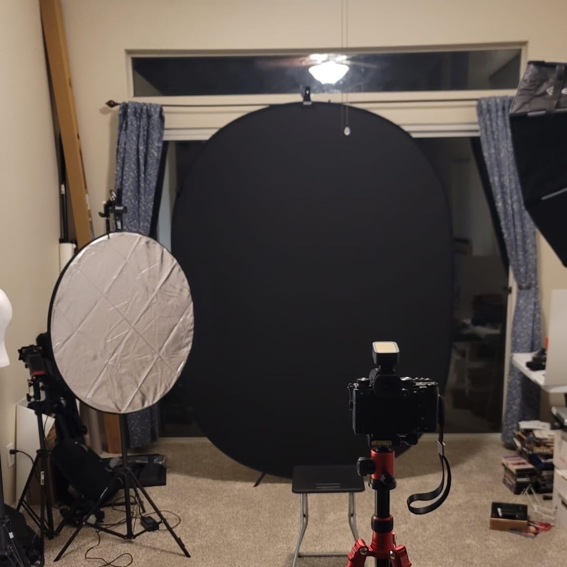 Kate 5x6.5ft(1.5x2m) Collapsible Backdrop White Black Twist Flex Folding Pop up Backgrounds for Photoshoot, Headshots Photo, Video Calls customer photo 1
