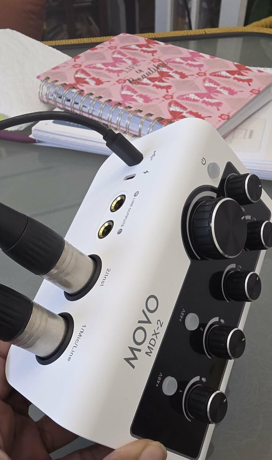 Movo Portable Podcast Equipment Bundle for iPhone/Android Phones - Podcast Kit with Audio Interface, 2 CastMic Dynamic Mics, 2 Stands - For Smartphones, Computers (with Desk Stands and Headphones) customer photo 1