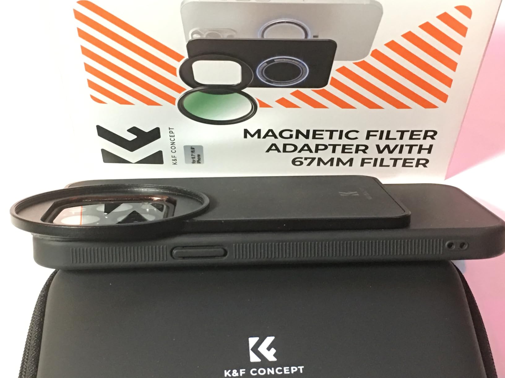 K&F CONCEPT 6.1inch Lens Filter Mount Adapter with 67mm ND2-32 Filter | Magnetic, Compatible with iPhone 16/15/14/13/12, 16/15/14/13/12 Pro, FA201 customer photo 2