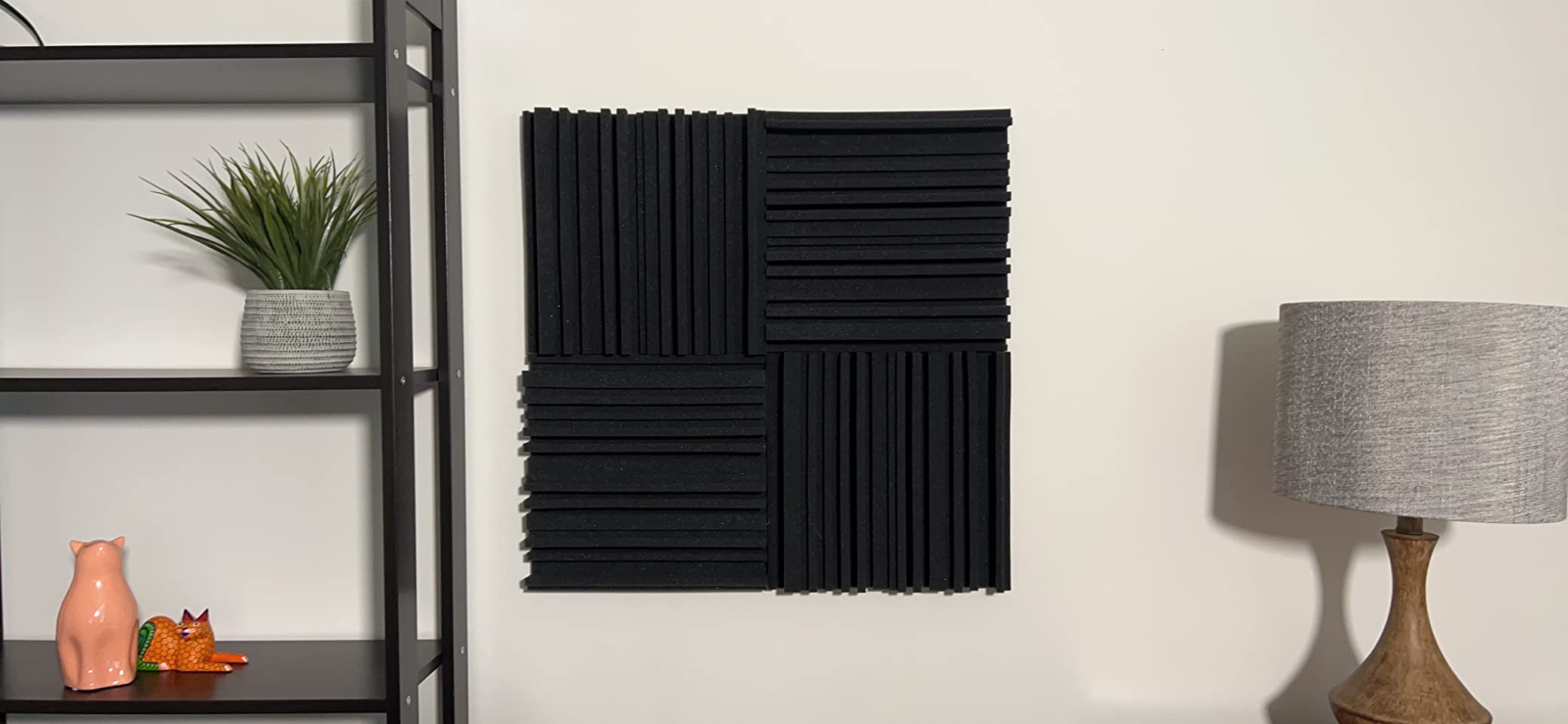 TroyStudio Thick Acoustic Foam Panels, 12 X 12 X 2 Inch 52 Pcs Broadband Sound Absorbing Foam, Dense Soundproof Padding Tile, Recording Studio Foam Absorber, Groove Decorative 3D Wall Ceiling Panel customer photo 2