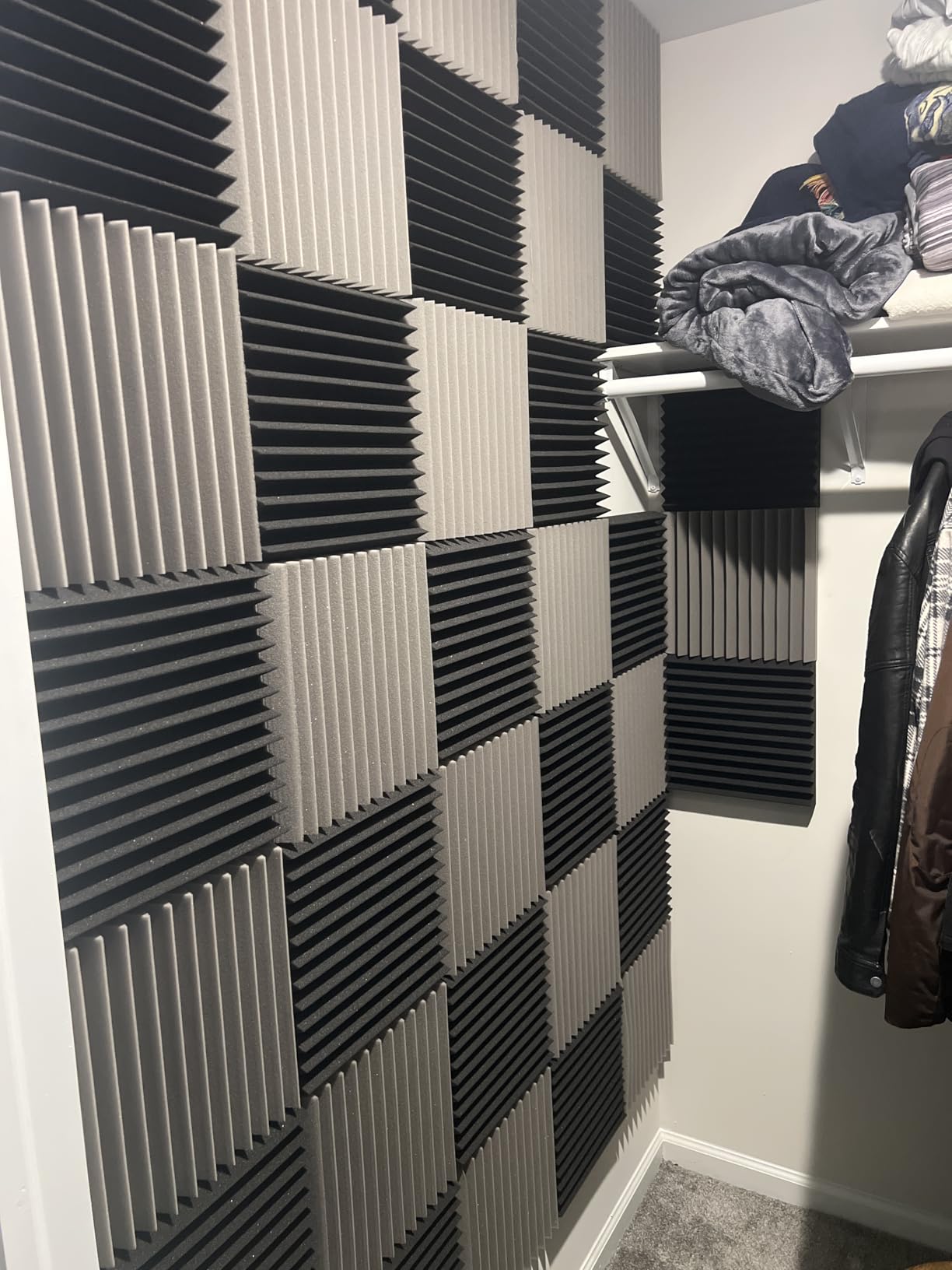 50 Pack Sound Proof Foam Panels for Walls, 2 X 12 X 12 Inches Acoustic Foam Panels, High Density Acoustic Panels Sound Absorbing, Noise Cancelling Studio Wedges, Black (NOT INCLUDE ADHESIVE) customer photo 2