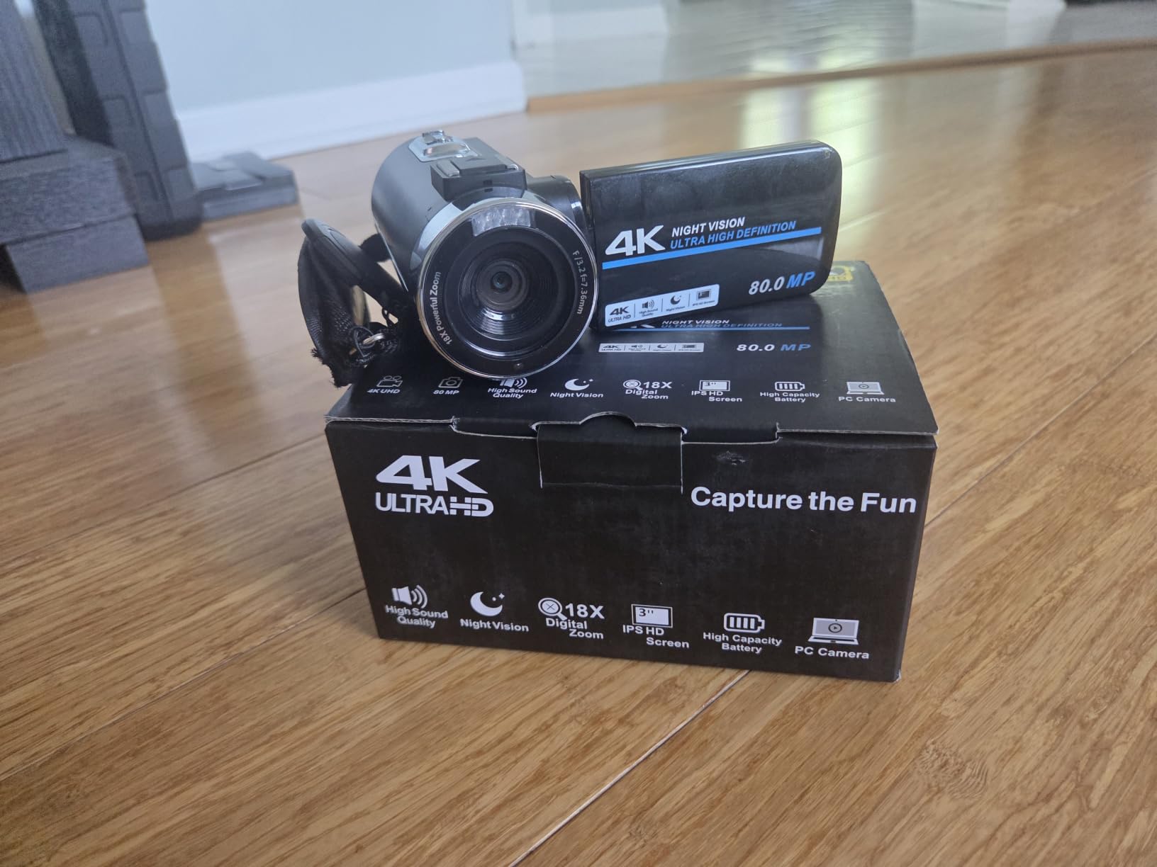 Camcorder Video Camera 4K Ultra 80MP Vlogging Camera for YouTube | IR Night Vision, 18X Digital Zoom, 3.0 IPS Screen, Recorder with 32GB SD Card, 2 Batteries, Microphone and Remote Control customer photo 1