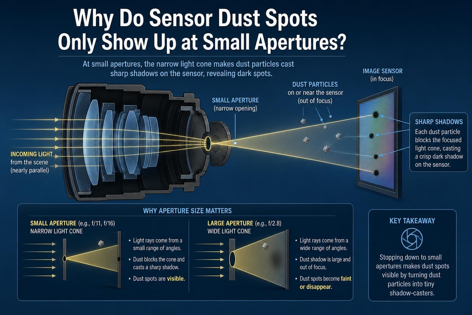 Why Do Sensor Dust Spots Only Show Up at Small Apertures?