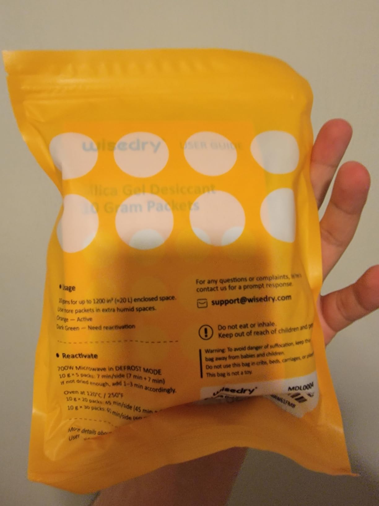 wisedry Rechargeable Silica Gel Sachets 50g [6 Packs] Food Grade Silica Gel Packets Orange to Green Indicating Desiccant Sachets Fast Reactivate Desiccant Bags for Food Medication Books customer photo 2