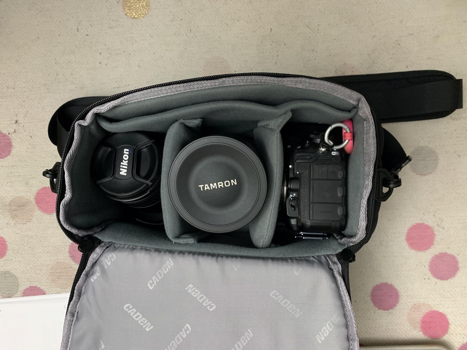CADeN Camera Shoulder Crossbody Bag Case Compatible for Nikon, Canon, Sony SLR/DSLR Mirrorless Cameras and Lenses Waterproof(1.0 M, Black) customer photo 2