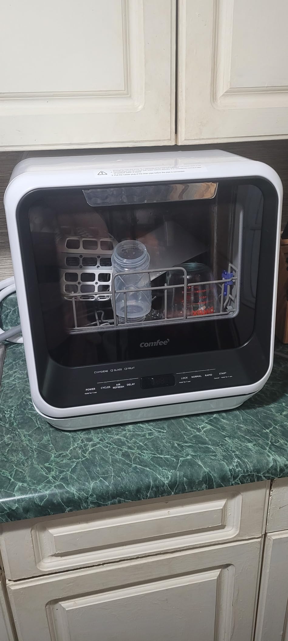 COMFEE' Portable Mini Dishwasher Countertop with 1.32Gal Built-in Water Tank for Apartments& RVs, No Hookup Needed, 6 Programs, 360° Dual Spray, 162℉ High-Temp& Air-Dry Function customer photo 2
