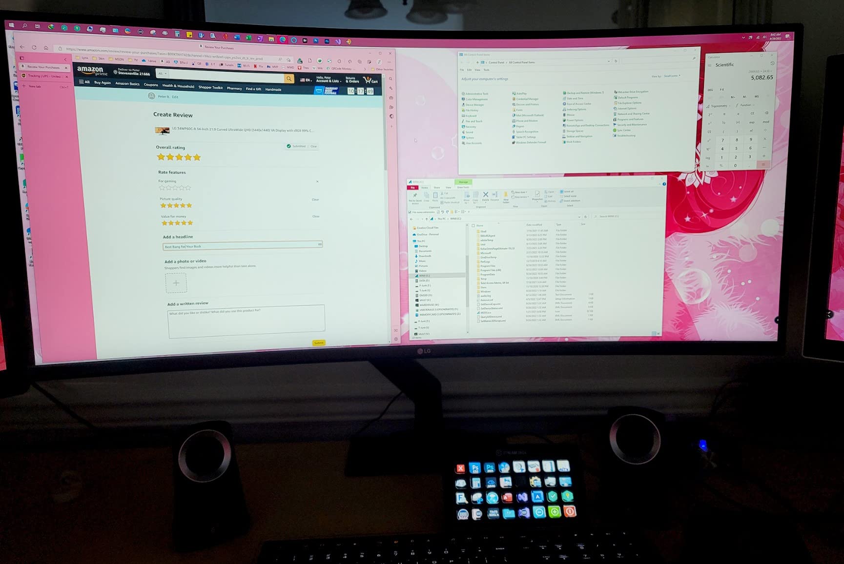 LG 34WP60C-B 34-Inch 21:9 Curved UltraWide QHD (3440x1440) Gaming Computer Monitor with 160Hz sRGB 99% Color Gamut and HDR 10, AMD FreeSync Premium and 3-Side Virtually Borderless Screen Tilt, Black customer photo 1