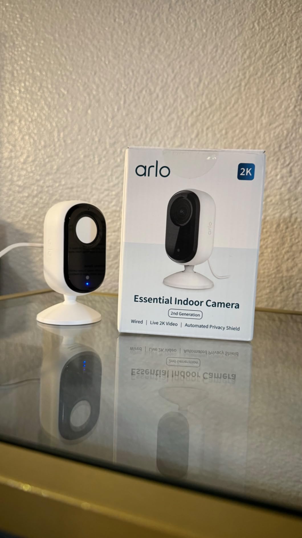 Arlo Essential Indoor Security Camera 2K (2nd Gen, 2023 Release) - Wired Plug-in Power, Person Recognition, Animal Detection, 1-Month Trial of Secure Plan, Automated Privacy Shield, 1 Cam, White customer photo 2