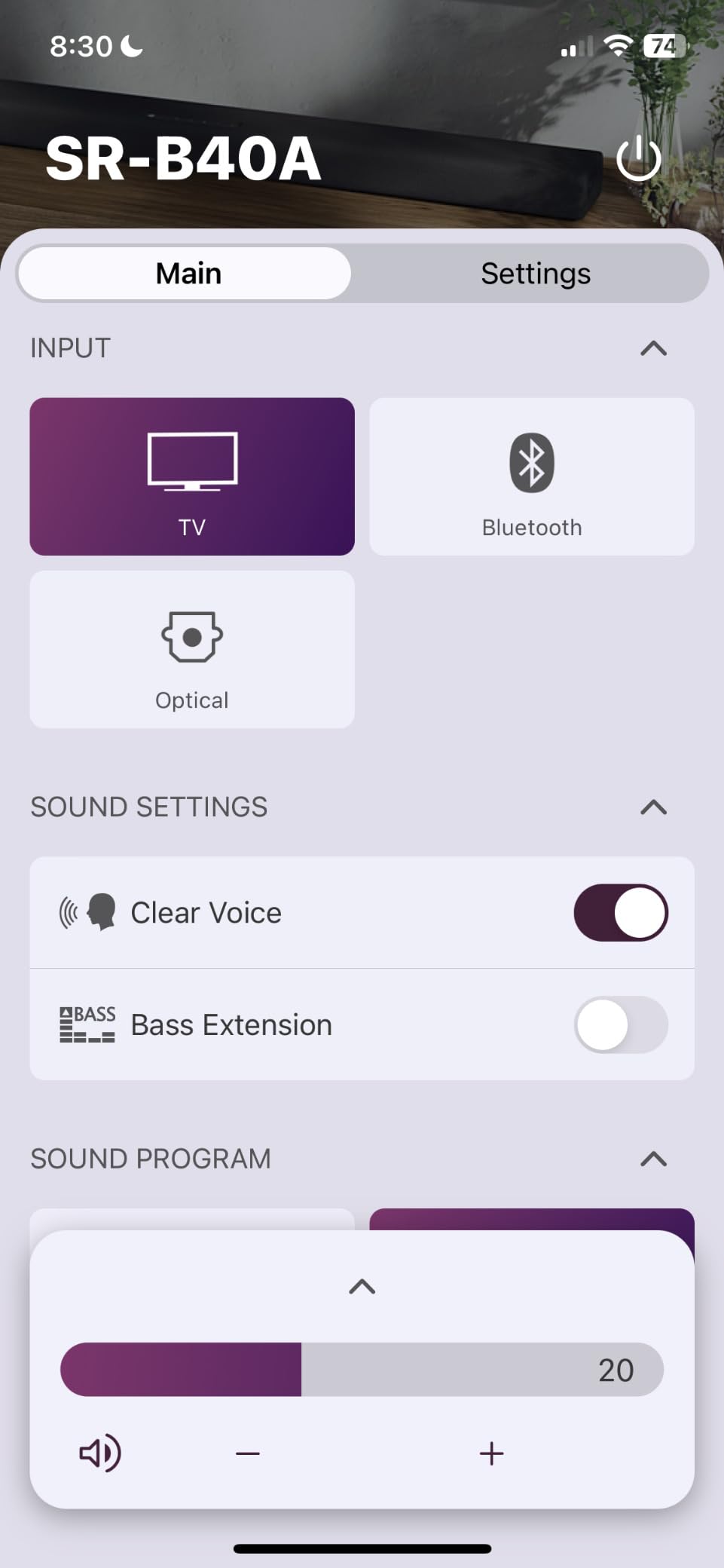YAMAHA SR-B40A Dolby Atmos Sound Bar with Wireless Subwoofer (Black) customer photo 2