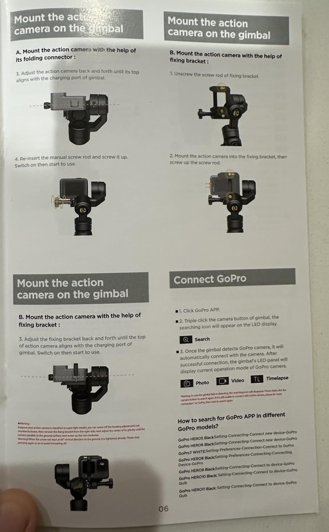 AOCHUAN Smart G1 3-Axis Gimbal Stabilizer for GoPro Hero 12/11, Osmo Action, Insta360 ONE R, Sony RX0, 360 Degree Rotation Handheld Gimbal customer photo 2