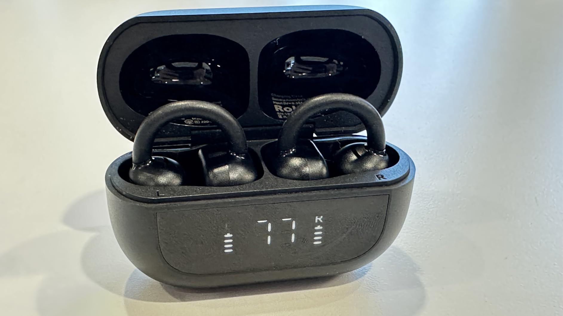 TOZO OpenEarRing Open Ear Earbuds 40H Bluetooth 5.4 Lightweight Comfort | Open Ear Clip On Wireless Earbuds with Smart Digital LED Display, Stable Connection, Secure Fit for Driving Workout Black customer photo 2