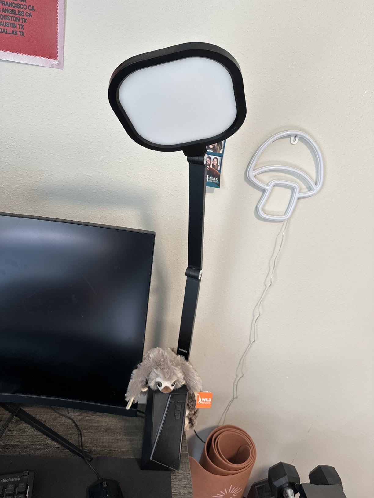 Led Desk Lamp with Clamp, 2000LM Dimmable Home Office Desktop Light, 3000k-6500k Adjustable Swing Arm Ring Light for Video Conference, Study, Reading, Zoom Calls, Streaming (White) customer photo 1