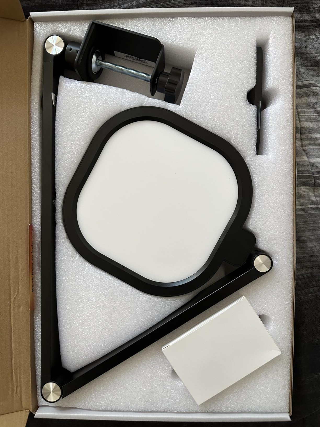 Led Desk Lamp with Clamp, 2000LM Dimmable Home Office Desktop Light, 3000k-6500k Adjustable Swing Arm Ring Light for Video Conference, Study, Reading, Zoom Calls, Streaming (White) customer photo 2
