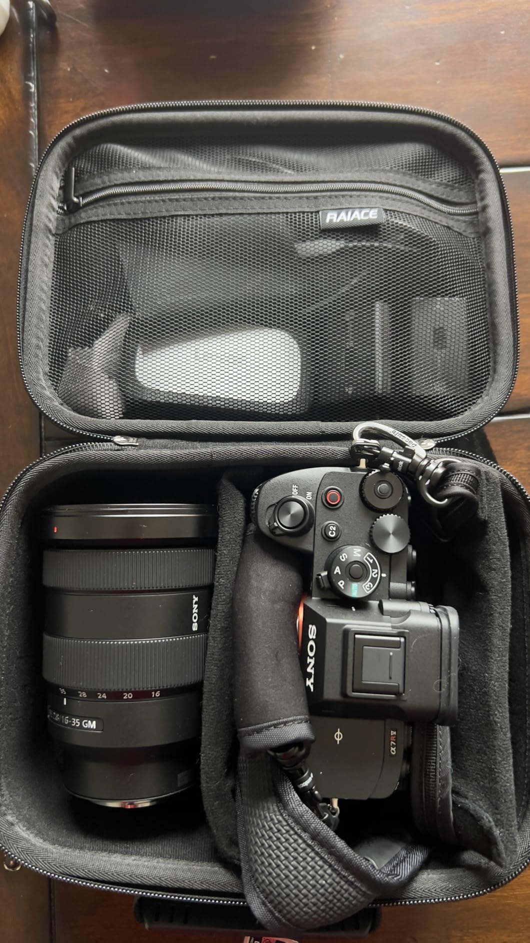 RAIACE Hard Case Compatible with Sony Alpha 7 II III IV/7R V Camera, for Nikon, for Canon, for Pentax and More. Mesh Pocket for Charger, Cables, Cards and Accessories. (case only) - Black customer photo 1