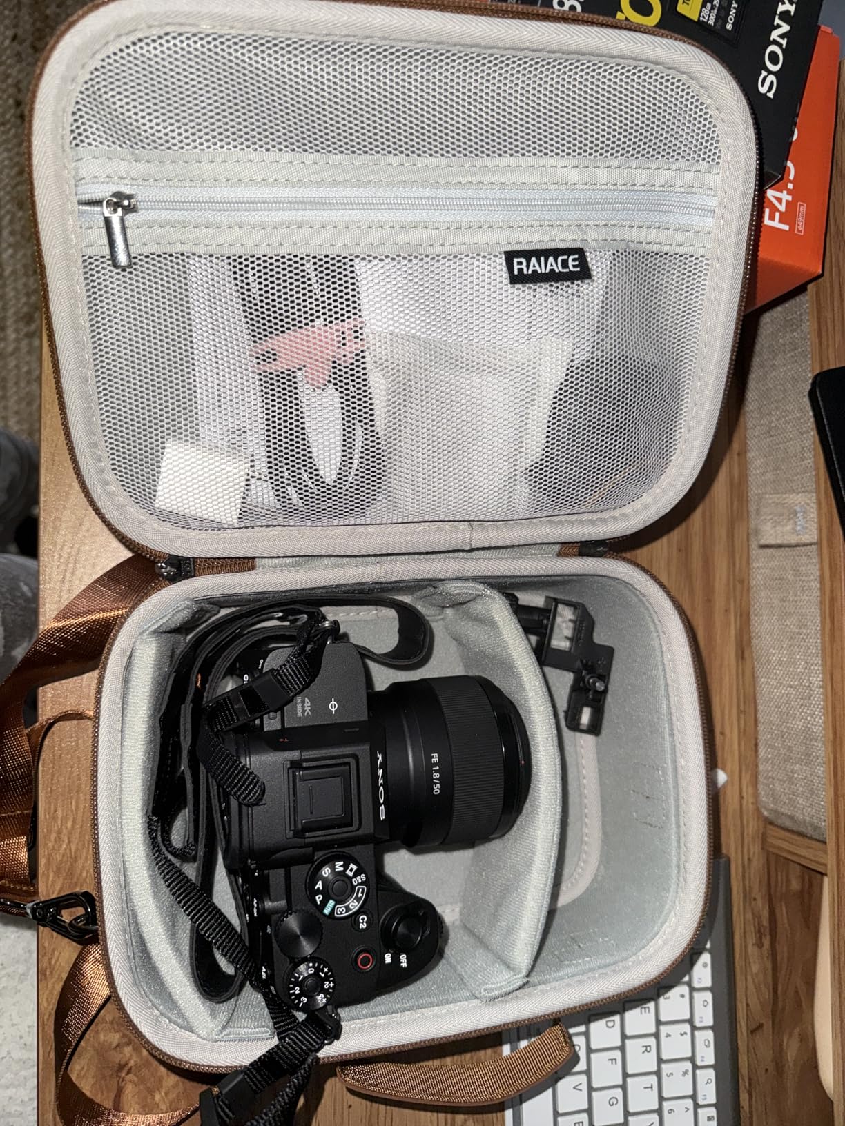 RAIACE Hard Case Compatible with Sony Alpha 7 II III IV/7R V Camera, for Nikon, for Canon, for Pentax and More. Mesh Pocket for Charger, Cables, Cards and Accessories. (case only) - Black customer photo 2