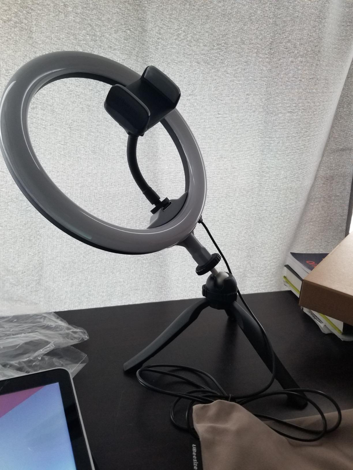 UBeesize 12'' Overhead Ring Light for Desk with Phone Mount, LED Selfie Light with Adjustable Arm & Clamp, Dimmable Lighting for Video Recording, Zoom, Live Streaming, TikTok, YouTube customer photo 1