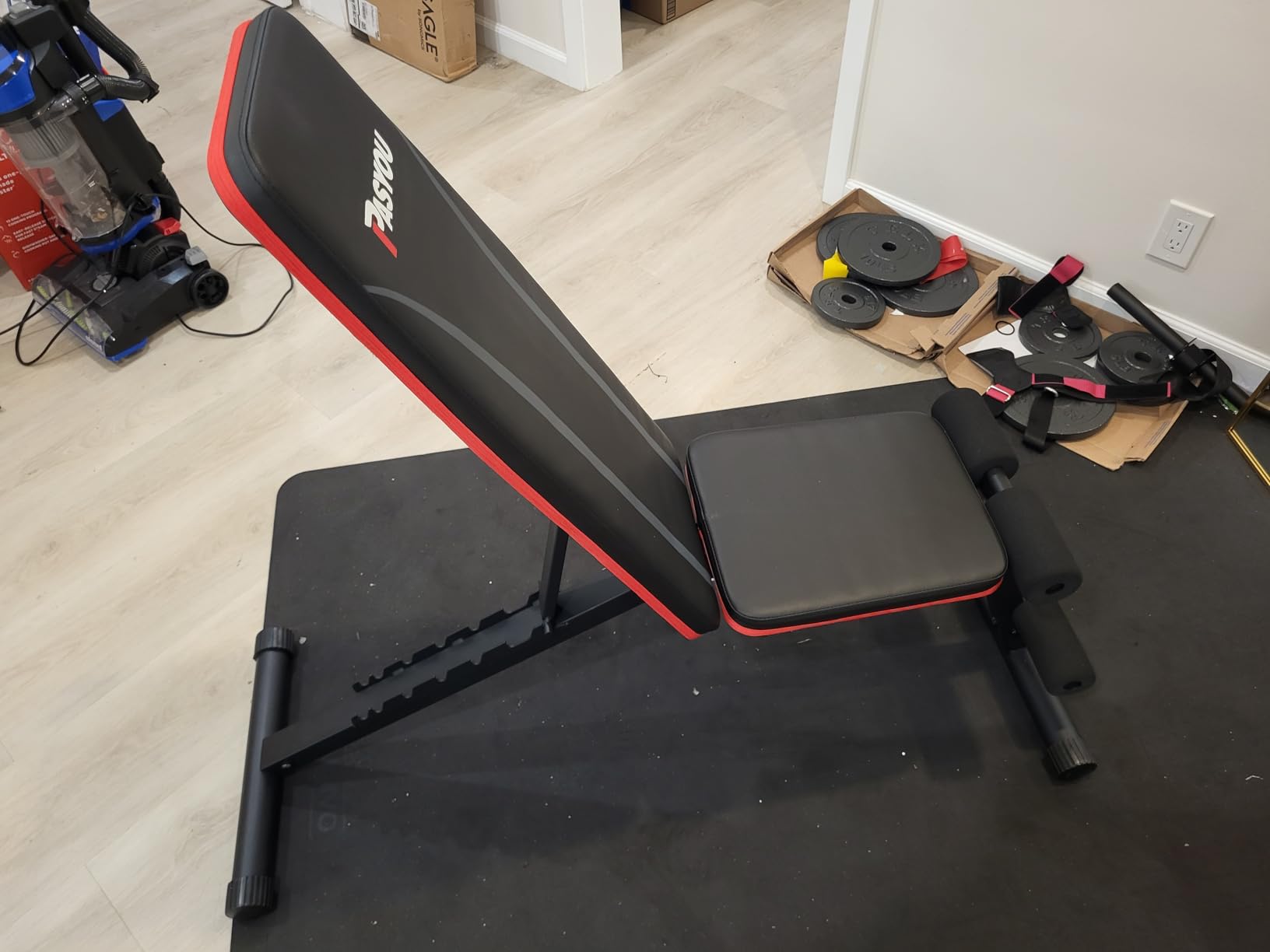 PASYOU Adjustable Weight Bench, Foldable, Incline Decline Flat, Bench Press with 660LBS, 95% Pre-Assembled, Compact Workout Bench Full Body Strength Training Bench for Home Gym, Wider Seat customer photo 2