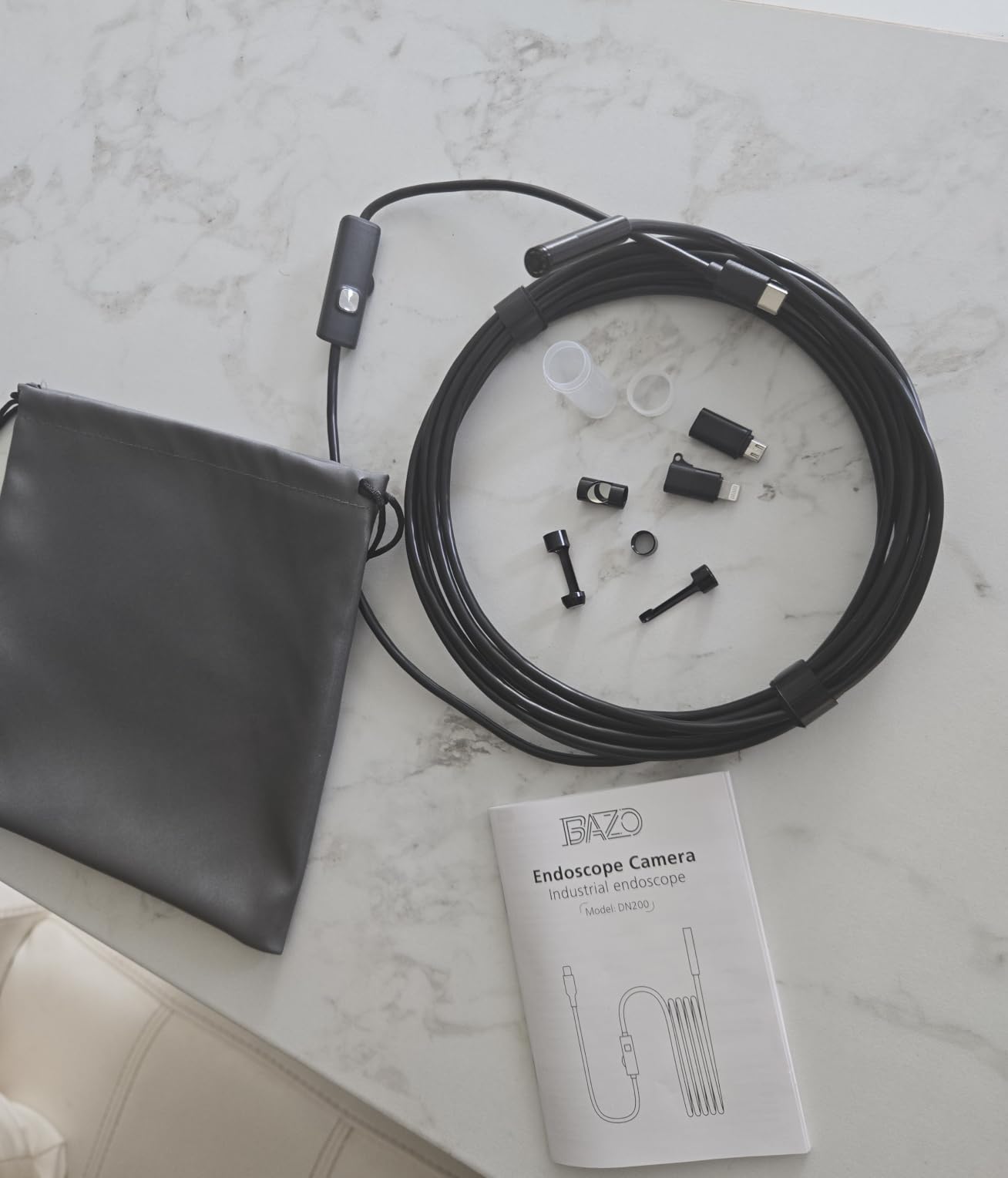 BAZO Endoscope Camera with Light -1920P HD Borescope with 8 Adjustable LEDs | IP67 Waterproof, Inspection Camera for Android & iOS/iPhone, Endoscope Tools with Semi-Rigid Snake Camera- 18.04ft customer photo 2