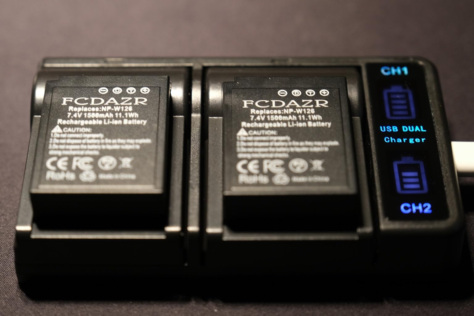 NP-W126 NP-W126S Battery (2-Pack) and USB Dual Charger for Fujifilm NP W126S, X100VI, X100V, XM5, XE5, XS10, XT30, XT30 II, XT20, X Half XE4, A5 Camera customer photo 1