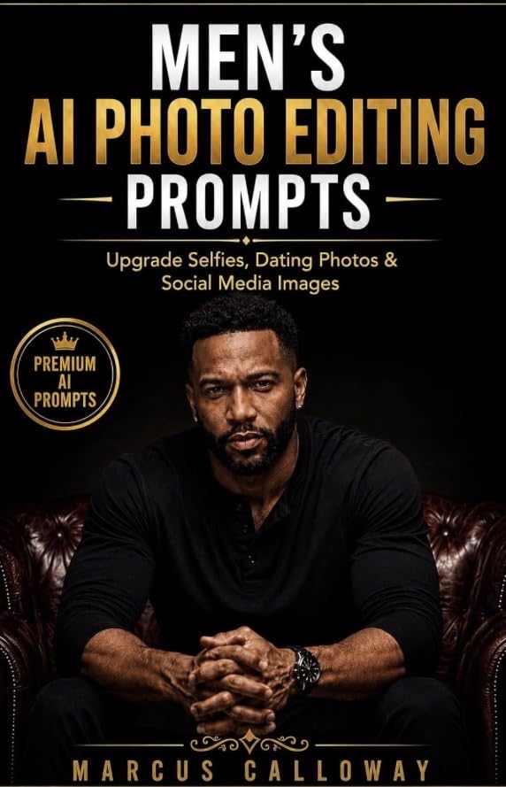 Mens AI Photo Editing Prompts: Uprade Selfies, Dating Photos, and Social Media Images (Ai Prompting Guide Book 2) customer photo 2