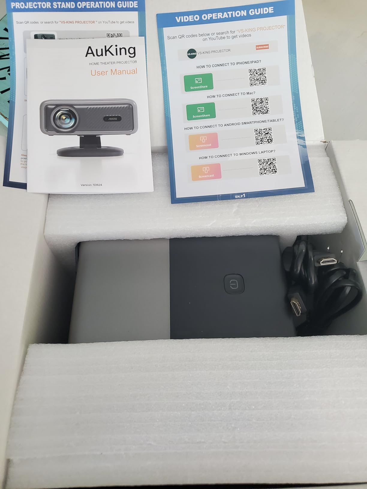 [Officially-Licensed APP & 4500ANSI] 4K Projector with WiFi and Bluetooth,3D Dolby Audio and Auto Focus Smart Overhead Projector,Outdoor Movie Home Theater Proyector with Omni-Adjustable Stand (grey) customer photo 2