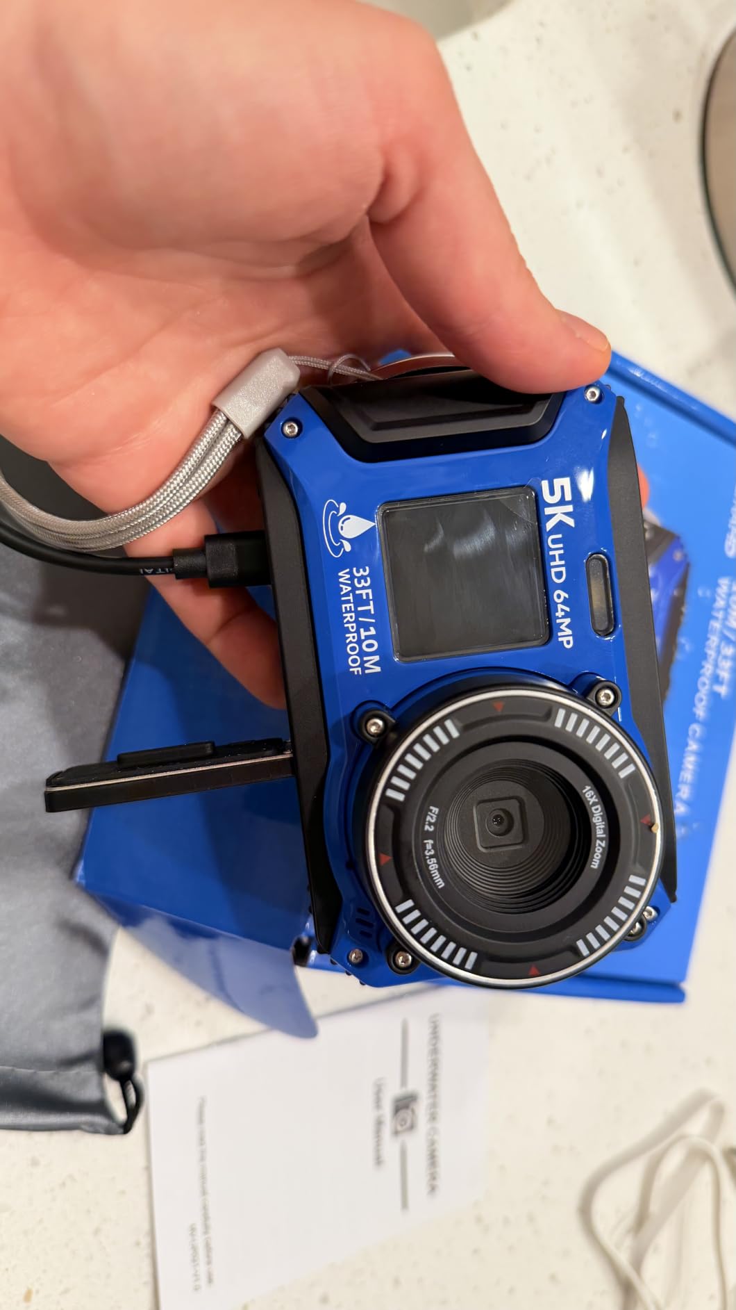 5K Underwater Camera, 33FT Waterproof Camera, 64MP Dual-Screen | Autofocus Point-and-Shoot, Dustproof, Compact, Floatable, 32GB Card, 1500mAh Battery and Type-C for Snorkeling and Vacations customer photo 1