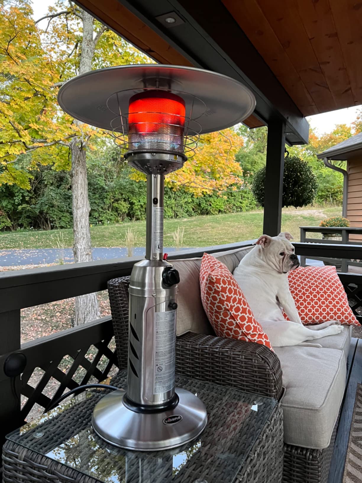 Hiland HLDS032-B Portable Table Top Patio Heater, 11,000 BTU, Use 1lb or 20Lb Propane Tank, Stainless Finish customer photo 2