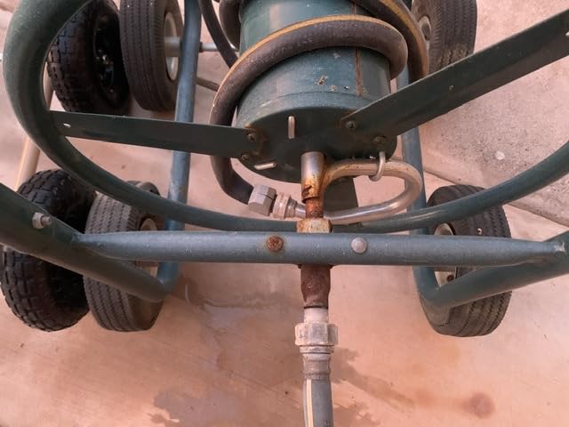 Liberty Garden Industrial 4 Wheel 300 Foot of 0.625 Inch Hose Steel Frame Water Hose Reel Cart for Backyard, Garden, or Lawn, Beige customer photo 2