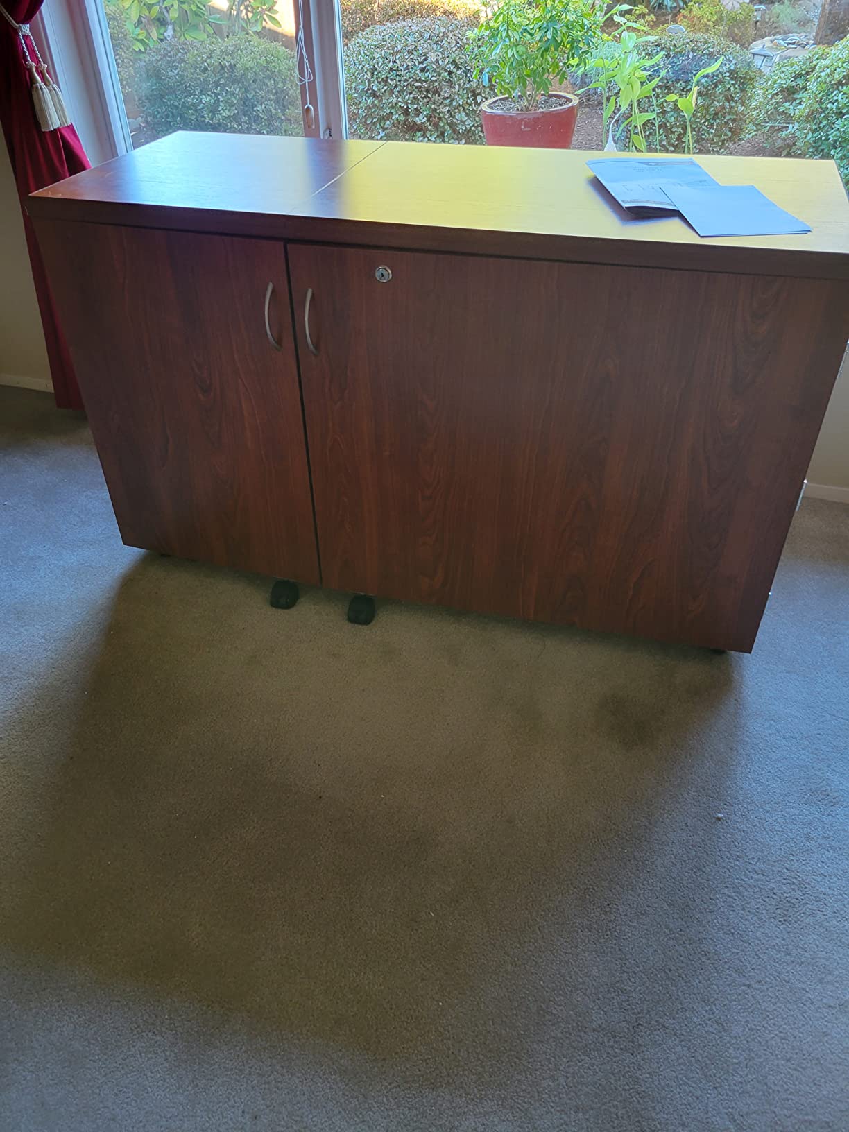 Arrow K8605 Aussie Kangaroo Sewing, Cutting, Quilting, Crafting Cabinet with Storage, Portable with Wheels and Airlift, Large, Teak Finish customer photo 1