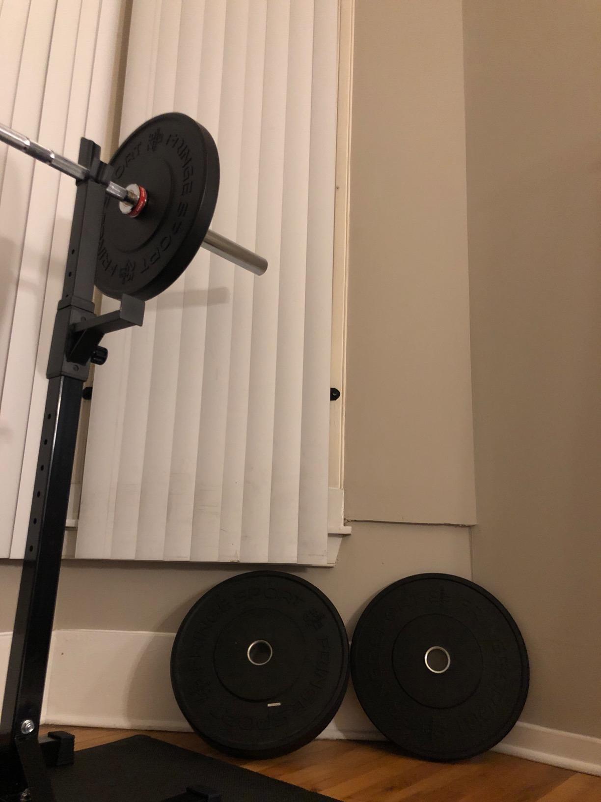 FringeSport Black Bumper Plates Set and Pairs - Dead Bounce Olympic Weight Plate - Rubber Weight Plates with Steel Insert Strength Training Plates (10lb - 460lb) customer photo 1