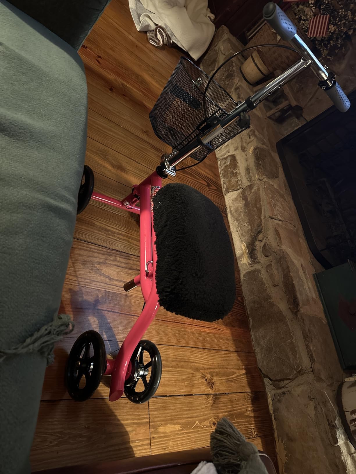KneeRover Steerable Knee Scooter – Foldable Mobility Aid & Knee Walker with Basket for Adults, Adjustable Handlebar and Comfortable Knee Pad (Hot Pink) customer photo 1