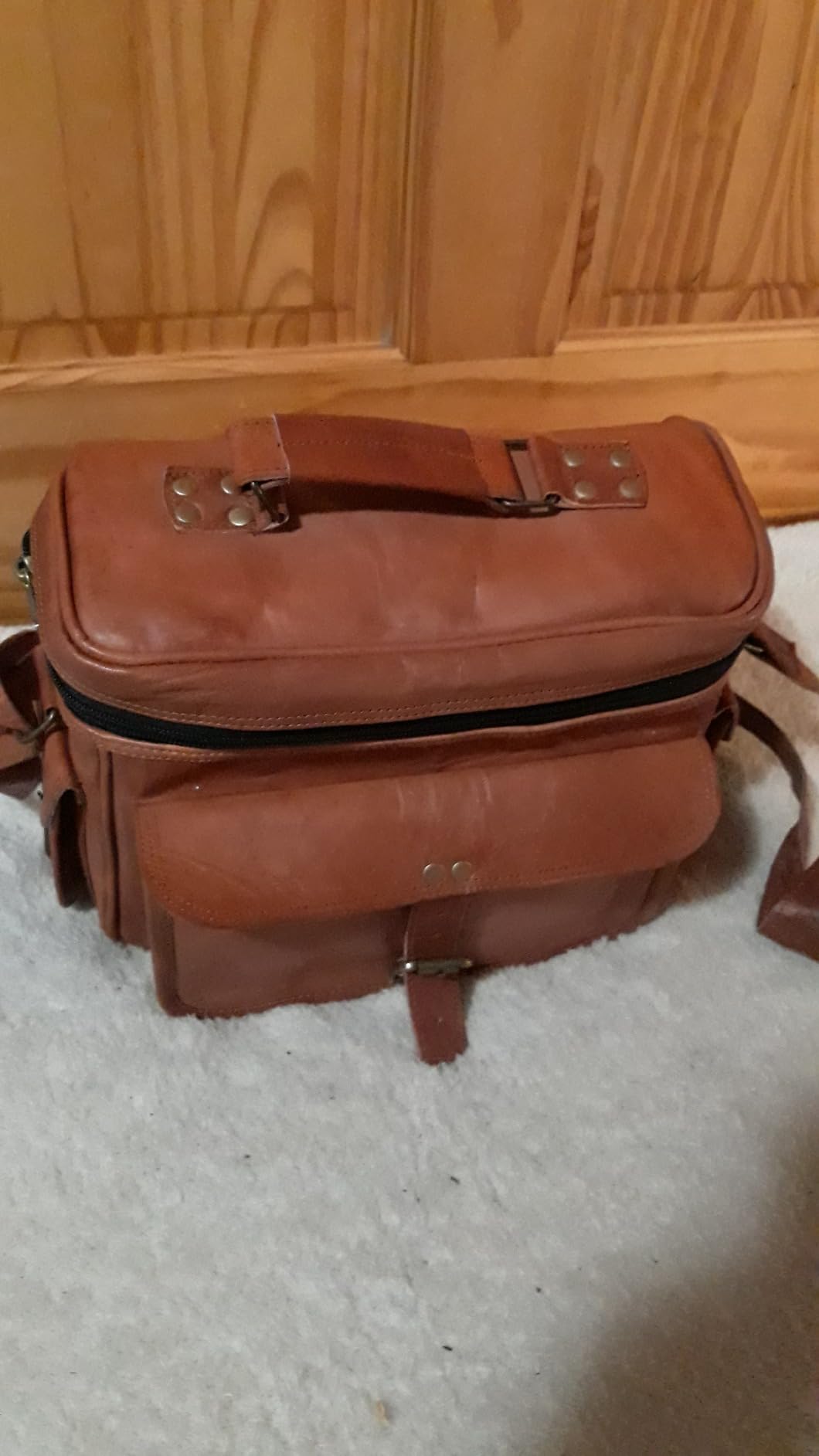 Leather Messenger Bag for Camera - Vintage Shoulder Satchel Camera Bag for DSLR, Canon, Nikon, Fuji Cameras - Travel, Portable Photography Bag customer photo 1