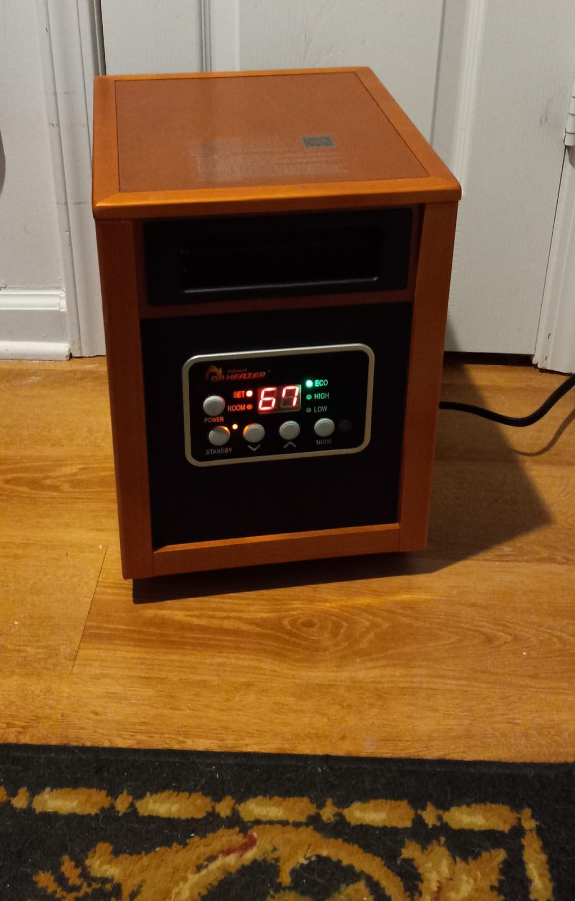 DR. INFRARED HEATER DR-998, 1500W Dual Heating Infrared Space Heater with Humidifier, Oscillation, Remote Control, Thermostat & Safety Protection, Portable with Wheels, Energy Efficient, Walnut customer photo 1