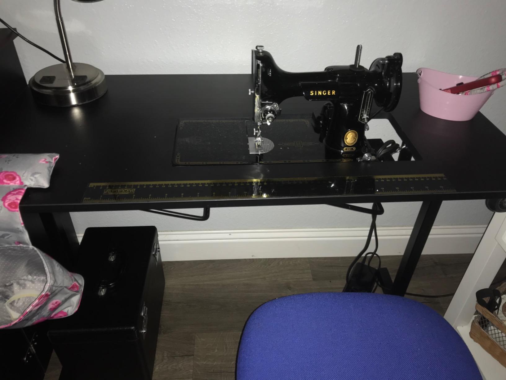 Arrow 611F Sewing Table for Vintage Singer Featherweight Sewing Machines 221 and 222, Portable with Wheels and Lift, Black Finish customer photo 2
