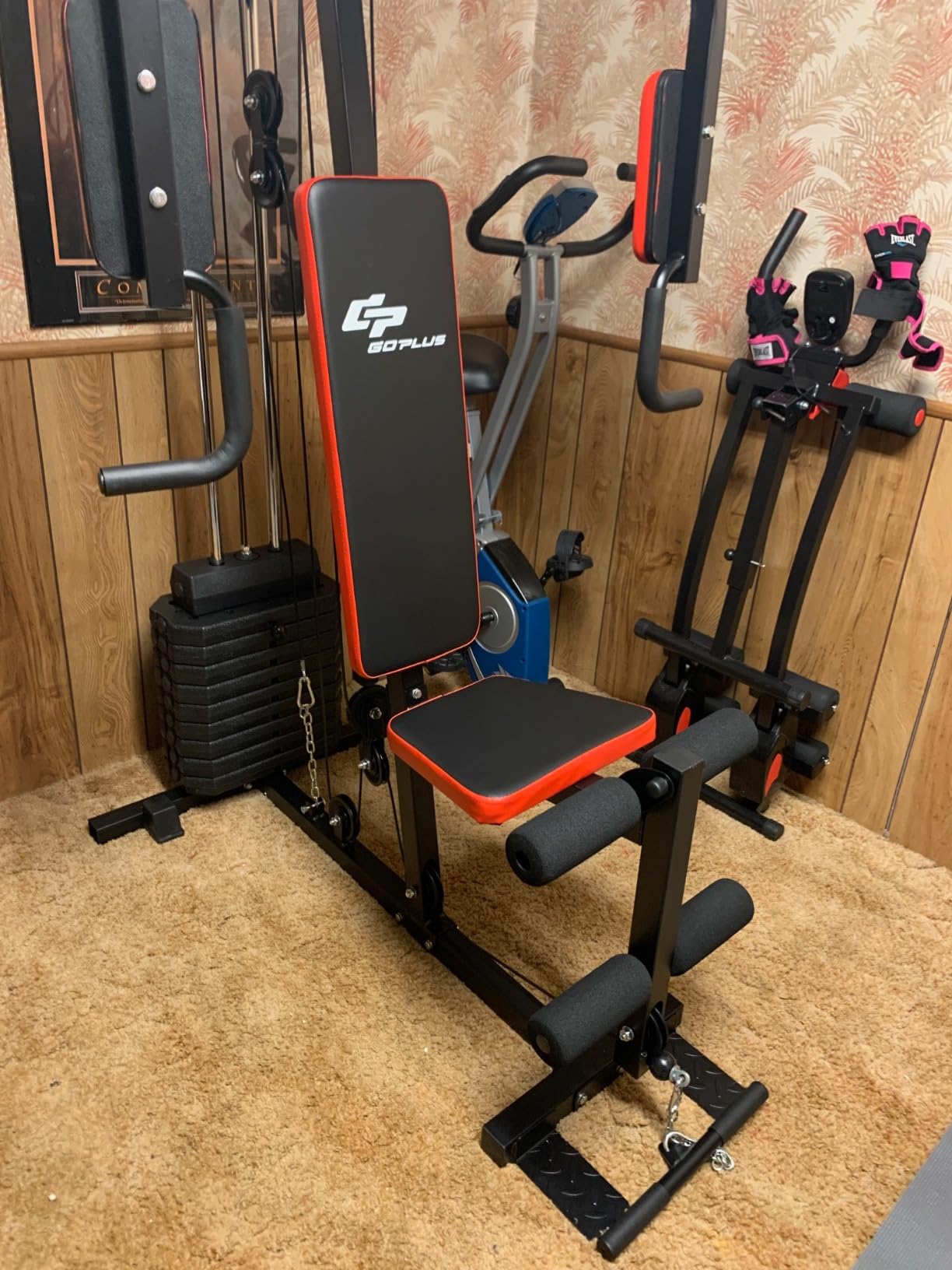 Goplus Multifunction Home Gym System, Workout Station with 100LBS Weight Stack, LAT Pulldown Machine Exercise Equipment for Total Body Strength Training customer photo 1