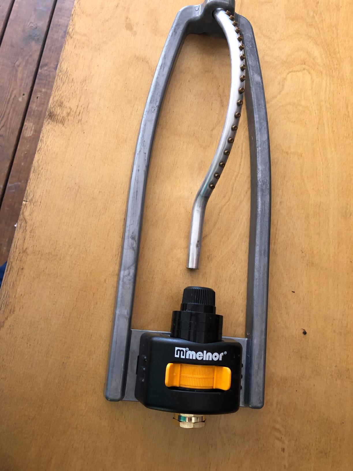 Melnor 65079-AMZ Metal Oscillating Sprinkler with QuickConnectProduct Adapter Watering Set, 3600 sq. ft. Coverage customer photo 1