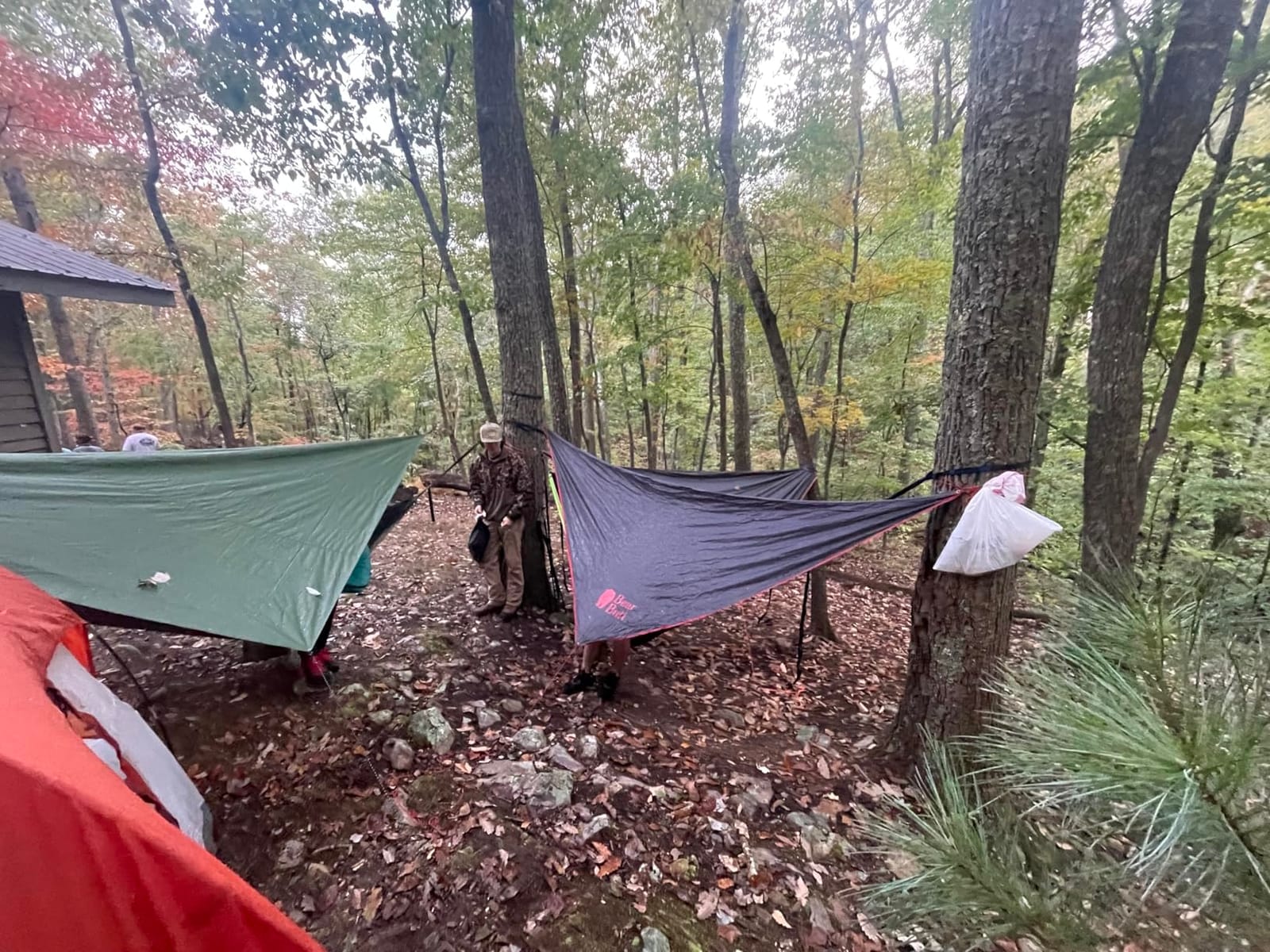 Camping Hammock with Rain Fly Tarp and Mosquito Net Tent Tree Straps, Portable Single Double Nylon Parachute Hammock Rainfly Set for Backpacking Hiking Travel Yard Outdoor Activities Green customer photo 2