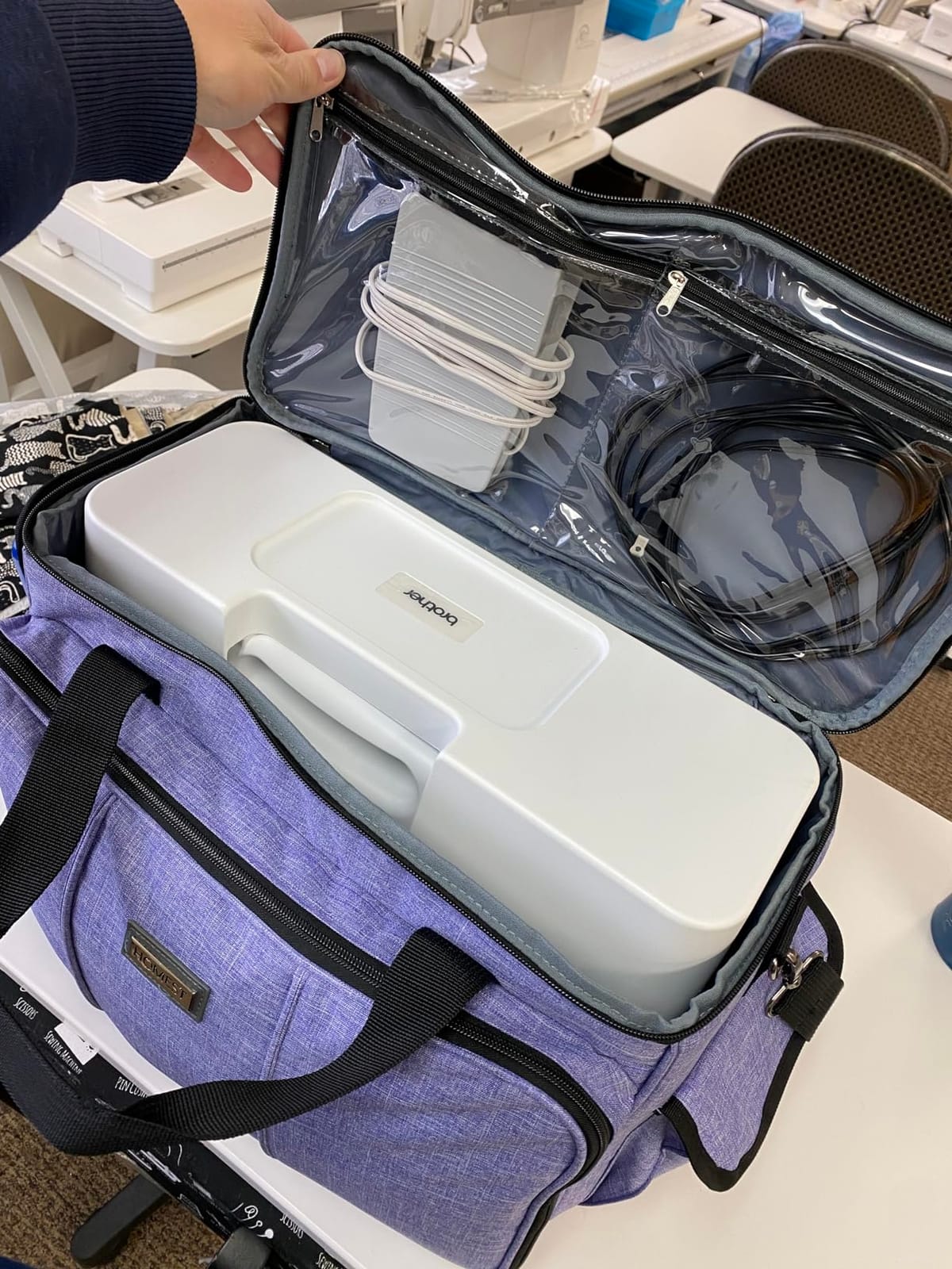 HOMEST Sewing Machine Carrying Case with Multiple Storage Pockets, Universal Tote Bag with Shoulder Strap Compatible with Most Standard Singer, Brother, Janome, Grey (Patent Design) customer photo 1