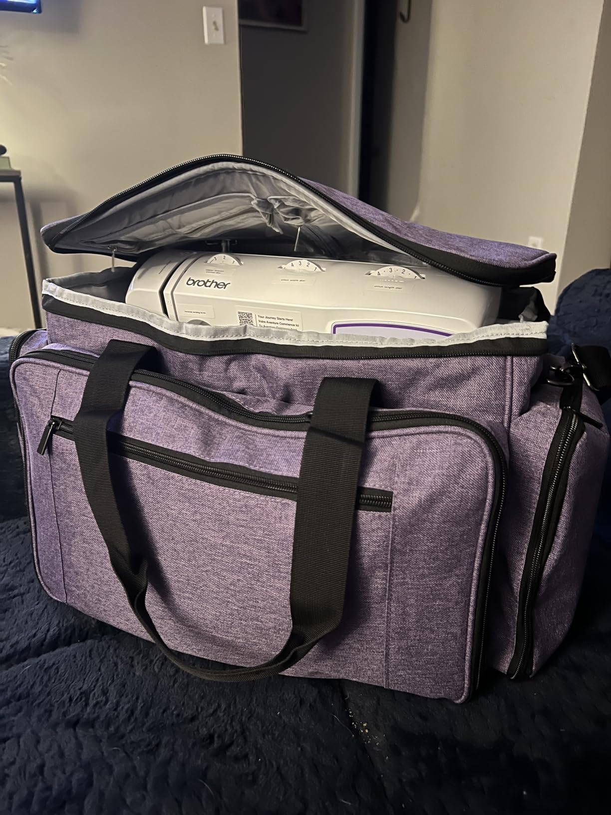 LUXJA Sewing Machine Case with Removable Padding Pad, Gray Dots customer photo 1